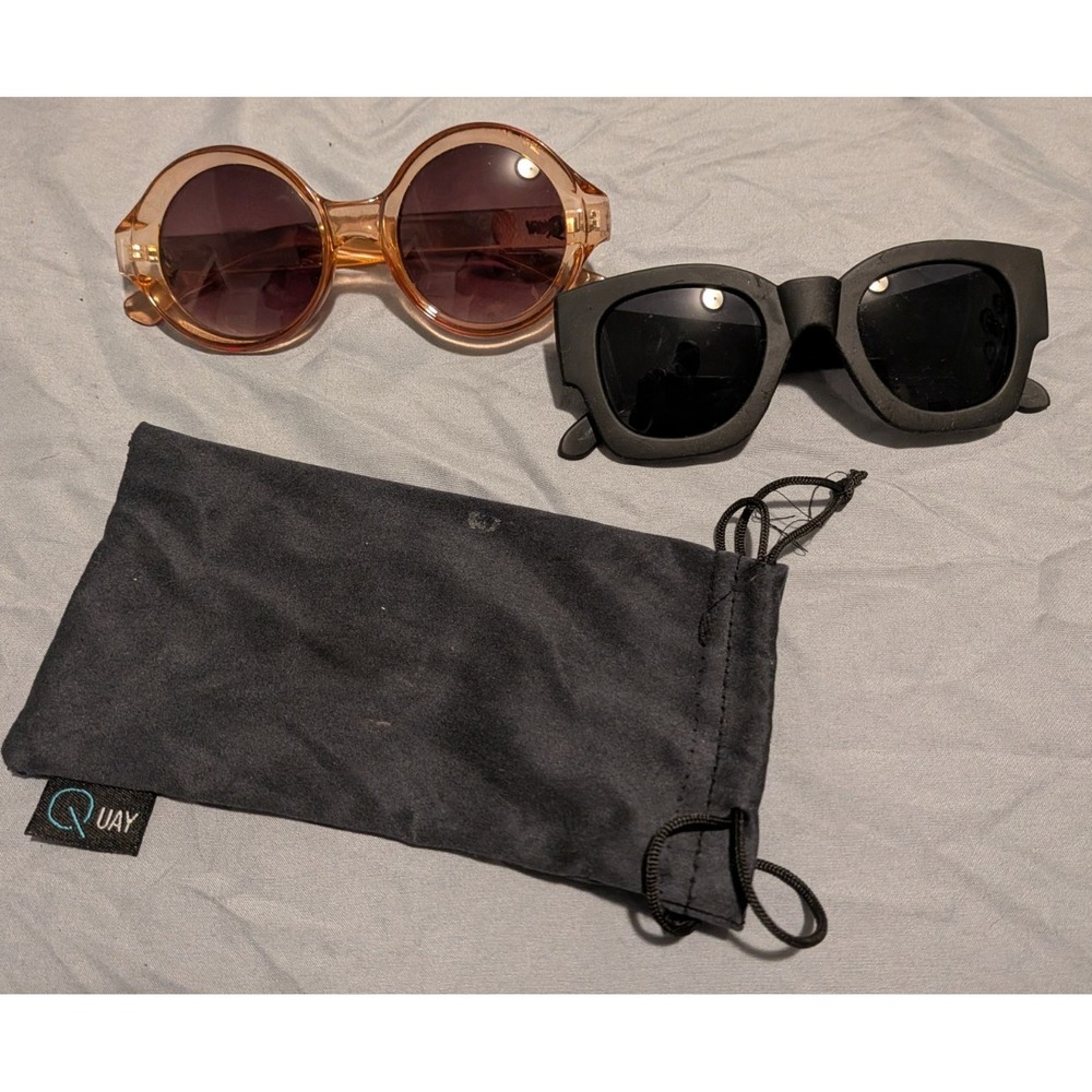 Quay Sunglasses Womens Lot of 2 Voodoo and Don't @ Me Round Polarized UV400